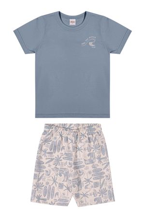 Conjunto Infantil Menino Estampa Tropical Elian Azul