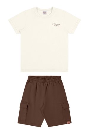 Conjunto Curto Infantil Menino Palmeira Elian Bege