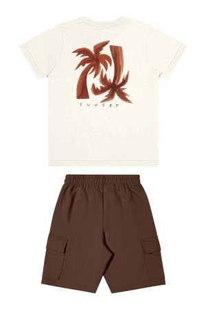Conjunto Curto Infantil Menino Palmeira Elian Bege