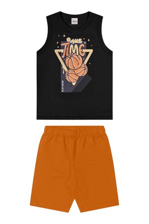 Conjunto Infantil Menino Estampa Jogo Elian Preto