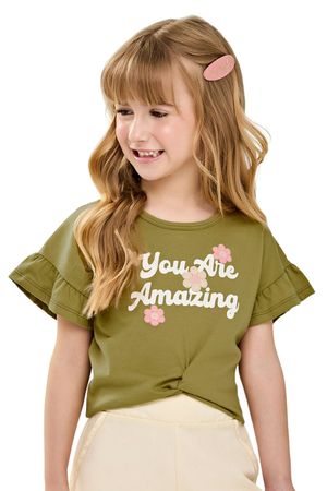 Blusa Infantil Menina Com Detalhe Torcido Elian Verde