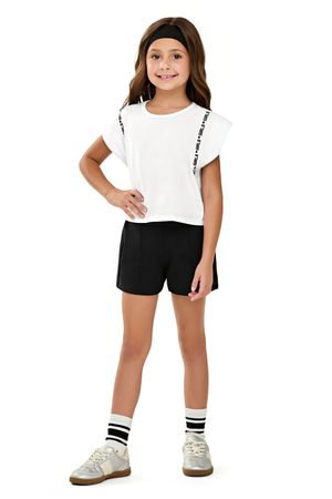Conjunto Curto Infantil Menina Lettering Elian Branco