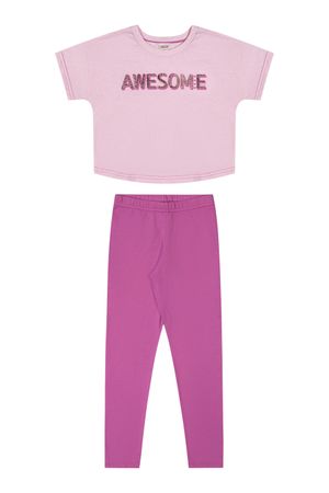 Conjunto Infantil Menina Com Brilho Elian Rosa