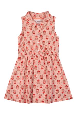 Vestido Infantil Menina Abacaxi Gola Polo Elian Laranja