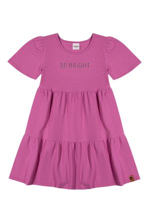 Vestido Infantil Menina Babados Texturizado Elian Rosa
