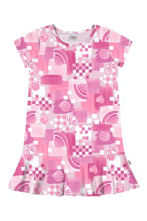 Vestido Curto Infantil Menina Conchas Elian Rosa