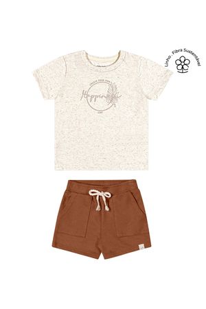 Conjunto Bebê Menino Camiseta Linho Colorittá Bege