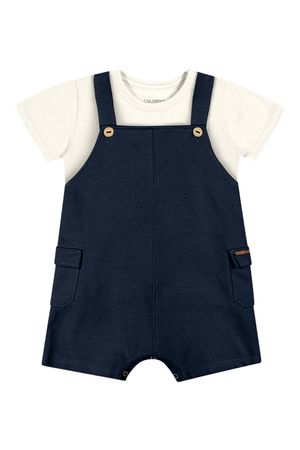 Conjunto Bebê Menino Jardineira Com Bolsos Colorittá Bege