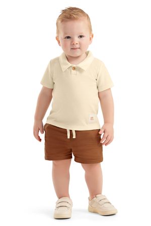 Conjunto Bebê Menino Polo Malha Tricô Colorittá Amarelo