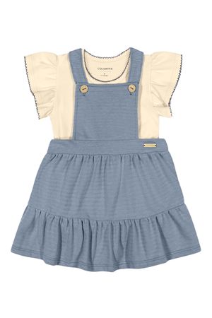 Conjunto Bebê Menina Salopete Babados Colorittá Azul