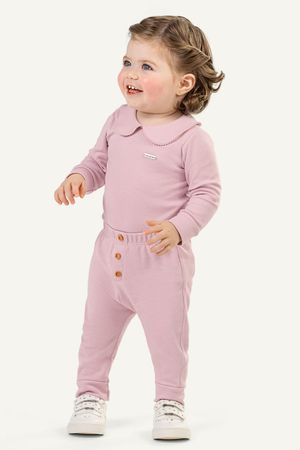 Calça Bebê Unissex Botões Decorativos Colorittá Rosa