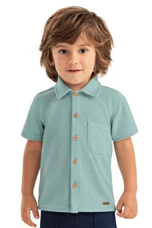Camisa Infantil Menino Curta Com Textura Colorittá Verde