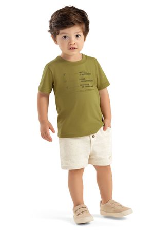 Bermuda Infantil Menino Dupla Face Linho Colorittá Bege