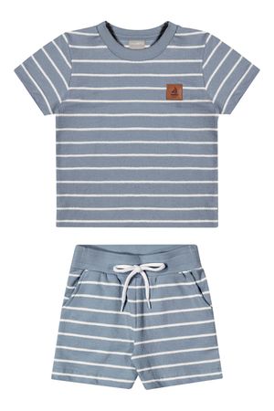 Conjunto Infantil Menino Curto Listrado Colorittá Azul