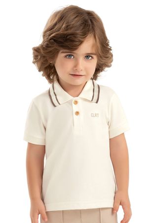 Camisa Polo Infantil Menino Gola Retilínea Colorittá Bege
