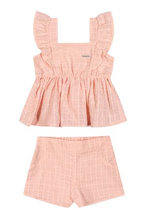 Conjunto Infantil Menina Textura Quadriculada Colorittá Rosa
