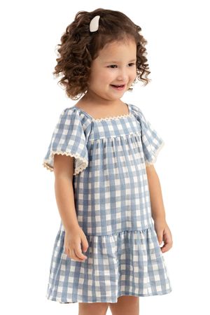 Vestido Infantil Menina Xadrez Colorittá Azul