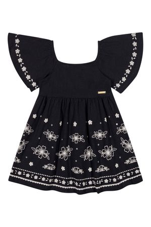 Vestido Infantil Menina Amplo Floral Colorittá Preto