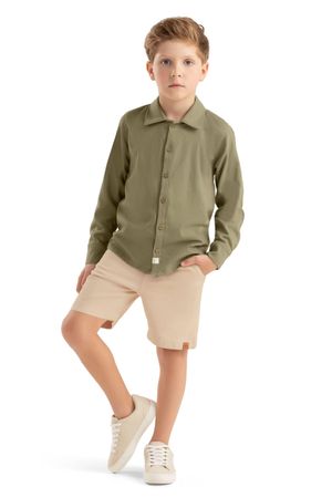 Camisa Infantil Menino Manga Longa Linho Colorittá Verde