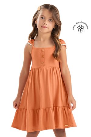 Vestido Infantil Malha Linho Menina Colorittá Laranja