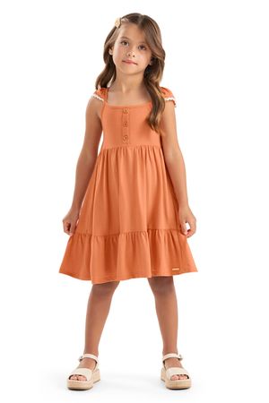 Vestido Infantil Malha Linho Menina Colorittá Laranja