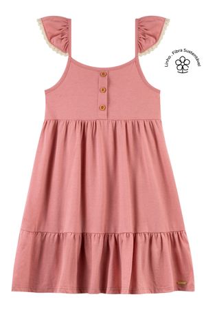 Vestido Infantil Malha Linho Menina Colorittá Rosa