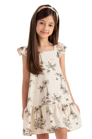 Vestido Infantil Menina Dupla Face Linho Colorittá Bege