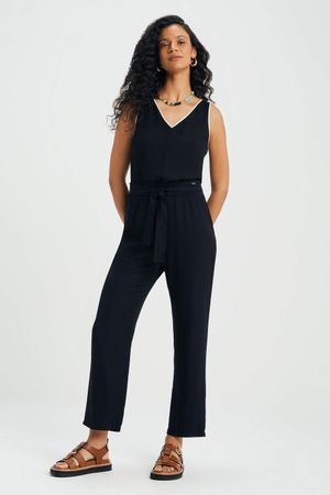 Regata Feminina Decote V Creponada Marialícia Preto