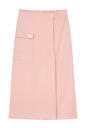 Saia Feminina Midi Comfy em Linho Marialícia Rosa