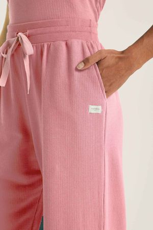 Calça Feminina Wide Leg Moletom Comfy Marialícia Rosa
