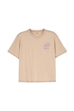 Pijama Feminino Meia Malha Estampado Marialícia Bege