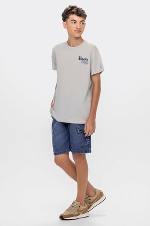 Camiseta Juvenil Menino Estampa Costas Beats Cinza