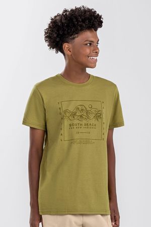 Camiseta Juvenil Menino Malha Eco Linho Beats Verde