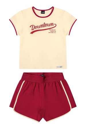 Conjunto Curto Juvenil Menina College Beats Amarelo