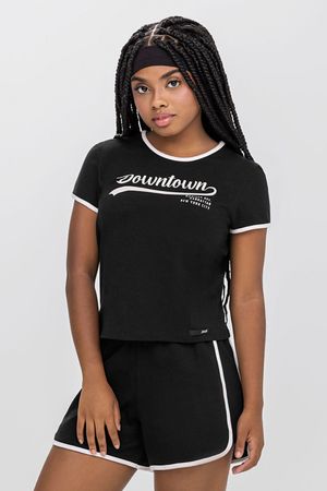 Conjunto Curto Juvenil Menina College Beats Preto