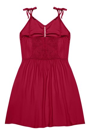 Vestido Juvenil Menina Com Franzido Beats Vermelho