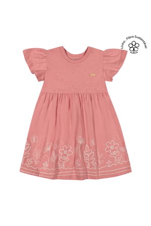Vestido Infantil Menina Malha Linho Colorittá Rosa