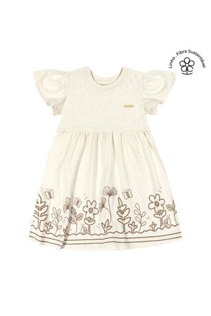 Vestido Infantil Menina Malha Linho Colorittá Bege