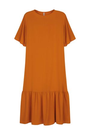 Vestido Feminino Com Decote Canoa Marialícia Laranja