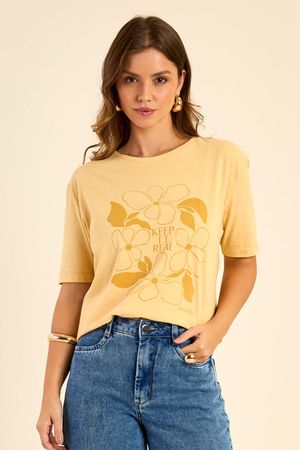 T-Shirt Feminina Flores Marialícia Amarelo
