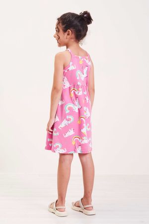 Vestido Infantil Menina Estampado Elian Rosa Claro