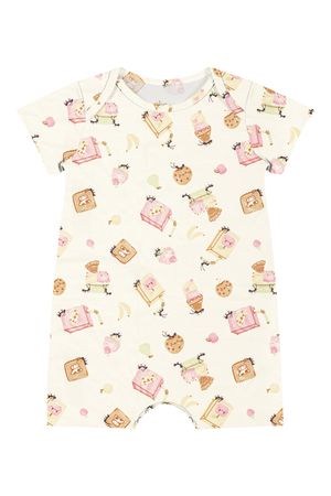 Macaquinho Bebê Menina Cotton Estampado Elian Bege