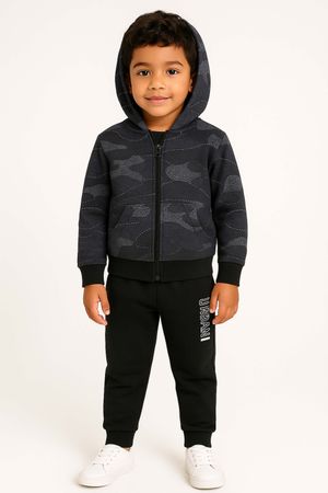 Conjunto Infantil Menino Camuflado com Capuz Elian Preto