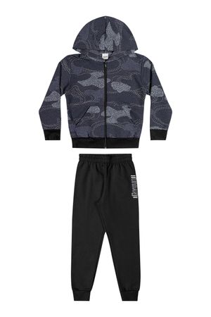 Conjunto Infantil Menino Camuflado com Capuz Elian Preto