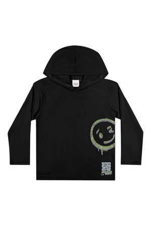 Camiseta Infantil Menino com Capuz Elian Preto
