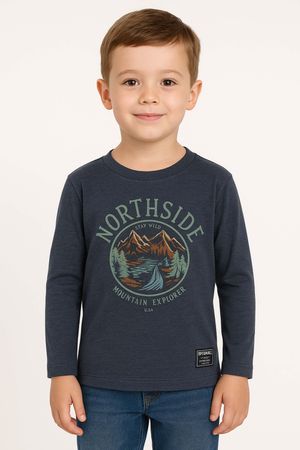 Camiseta Infantil Menino Montanhas Elian Azul