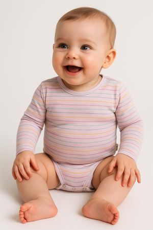 Body Bebê Menina Manga Longa Estampado Elian Rosa