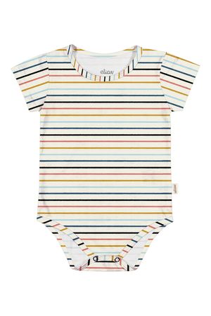 Body Bebê Menina Estampado Curto Elian Bege
