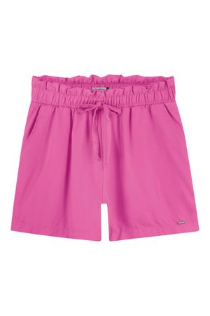 Shorts Feminino Curto com Cordão Decorativo Marialícia Rosa