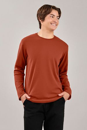 Camiseta Juvenil Menino Manga Longa Básica Beats Marrom